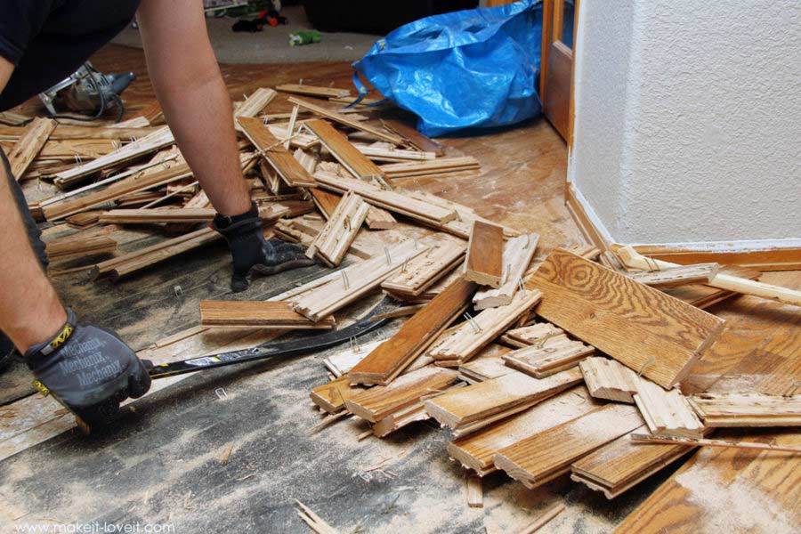 Floor demolition and subfloor prep in progress